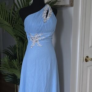 Elegant Blue One-Shoulder Dress